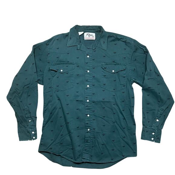 Vintage Roper Western Cowboy Pearl Snap Pattern Long Sleeve Shirt - Picture 1 of 5